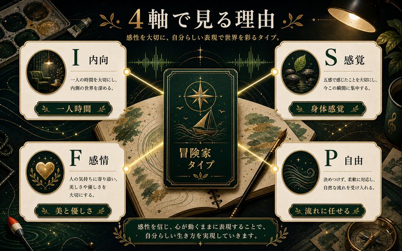 大野智がISFPタイプである理由を4軸でまとめた図解
