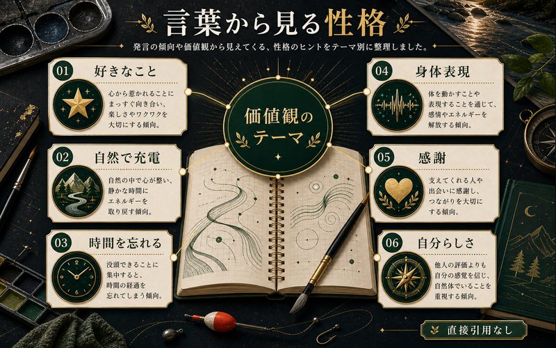 大野智の言葉や発言から見る性格テーマを整理した図解