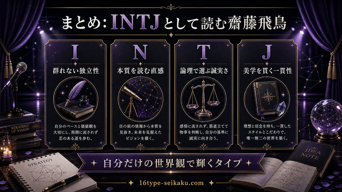 齋藤飛鳥をINTJとして読むまとめインフォグラフィック