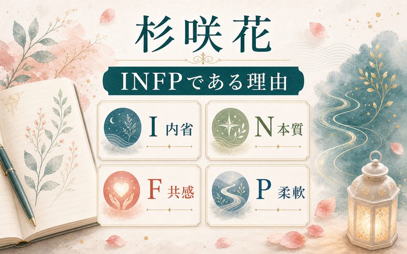 杉咲花がINFPタイプである理由を4軸で整理した要約画像