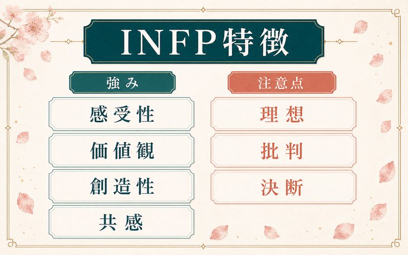 INFPタイプの強みと注意点を整理した特徴まとめ画像