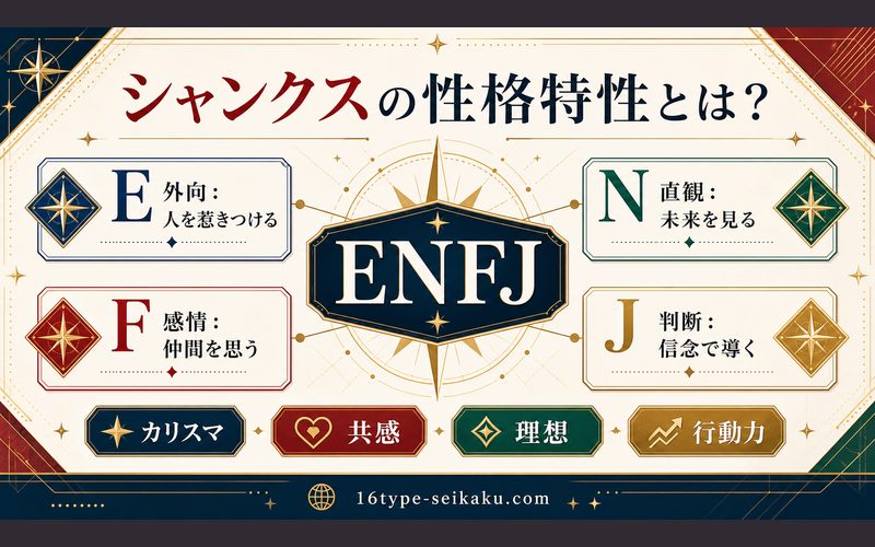 シャンクス(ワンピース)の性格特性とは?の要点をまとめたMBTIキャラ診断Image2インフォグラフィック
