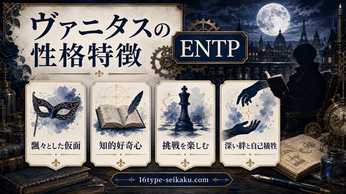 ヴァニタスの性格特徴の要点をまとめたENTP解説画像