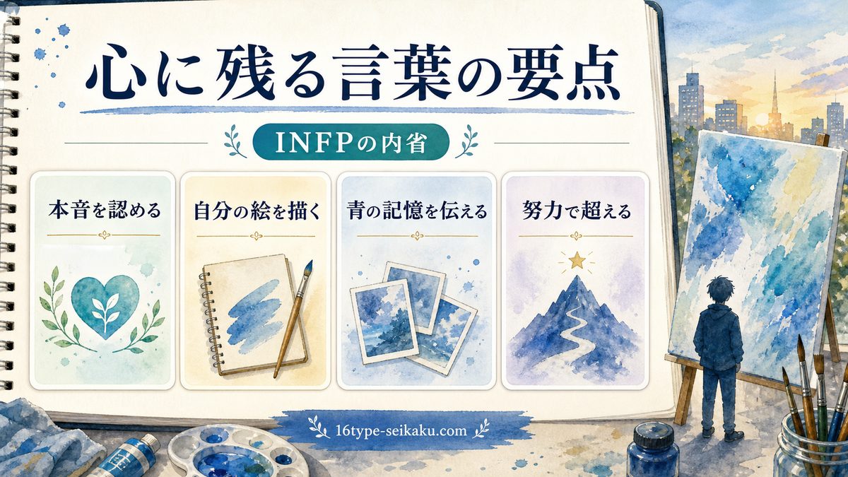 矢口八虎の心に残る名言・名セリフの要点をまとめたINFP解説画像