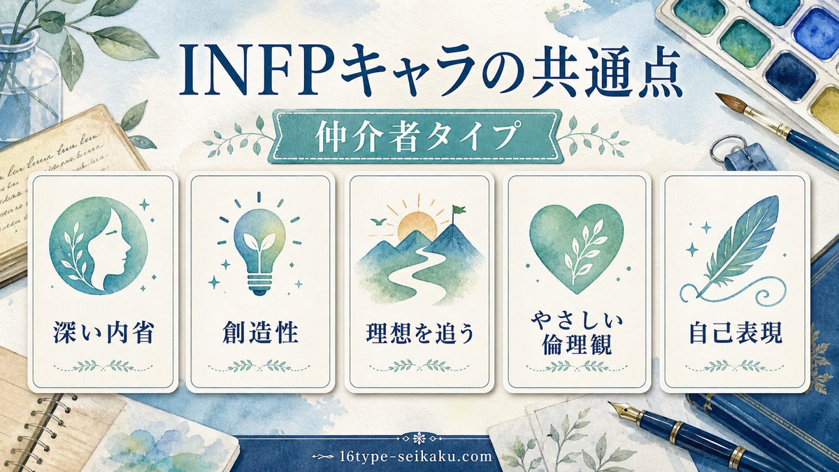 INFPタイプの他のキャラクター一覧の要点をまとめたINFP解説画像