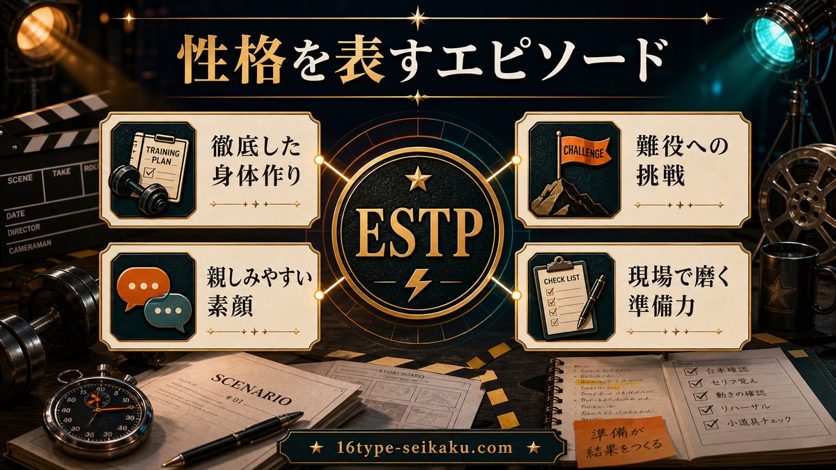 山崎賢人のESTPらしい性格エピソードをまとめたインフォグラフィック