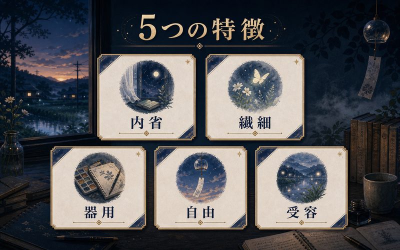 よしきの性格特徴をまとめたインフォグラフィック
