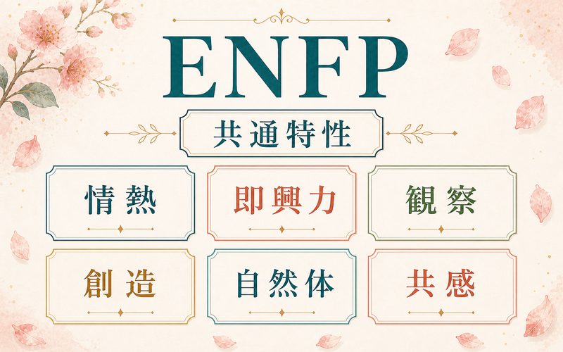 同じENFPタイプに共通する特徴を整理した画像