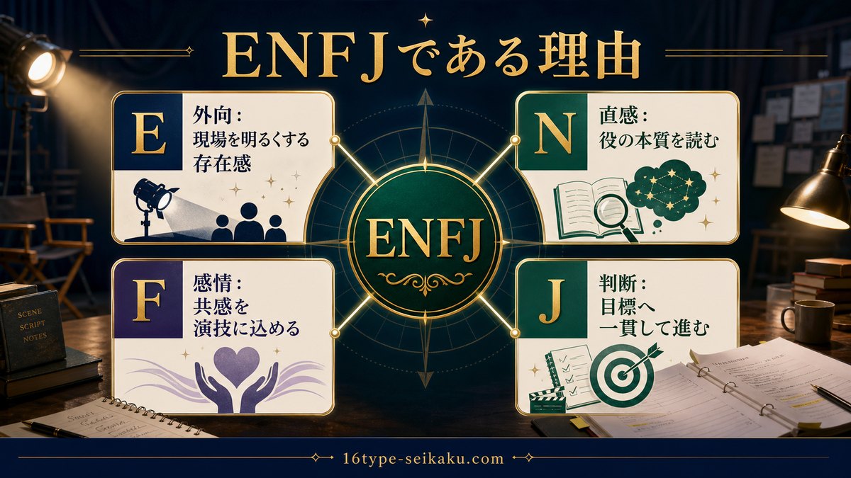 吉沢亮がENFJタイプである理由を4軸でまとめたMBTIインフォグラフィック