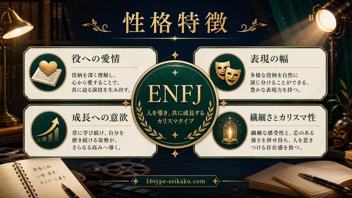 吉沢亮のENFJらしい性格特徴をまとめたインフォグラフィック