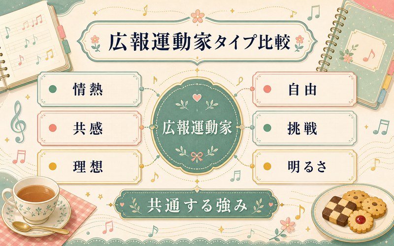 ENFPタイプの他キャラクターとの共通点をまとめた画像