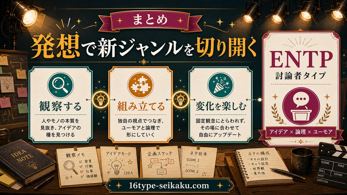 まとめ:ロバート秋山のENTPらしい発想力を整理した画像