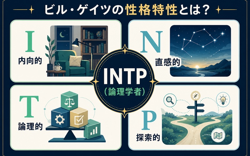 INTPのI・N・T・P四軸を整理した性格特性の要約図解