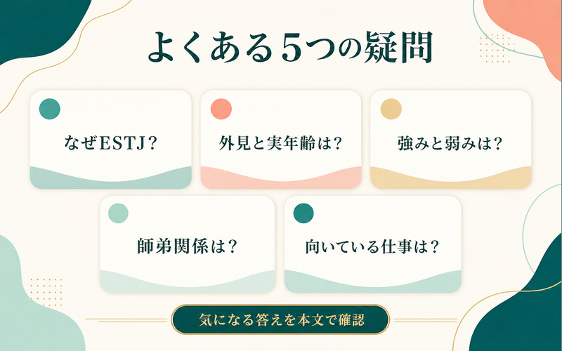 ビスケット・クルーガーとESTJに関する5つのFAQ論点を整理したImage2要約画像