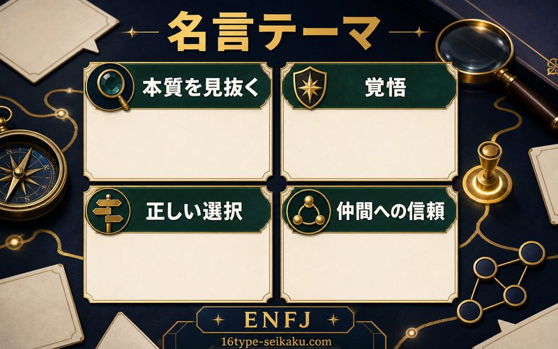 ブチャラティの名言テーマを本質・覚悟・正義・信頼でまとめたインフォグラフィック