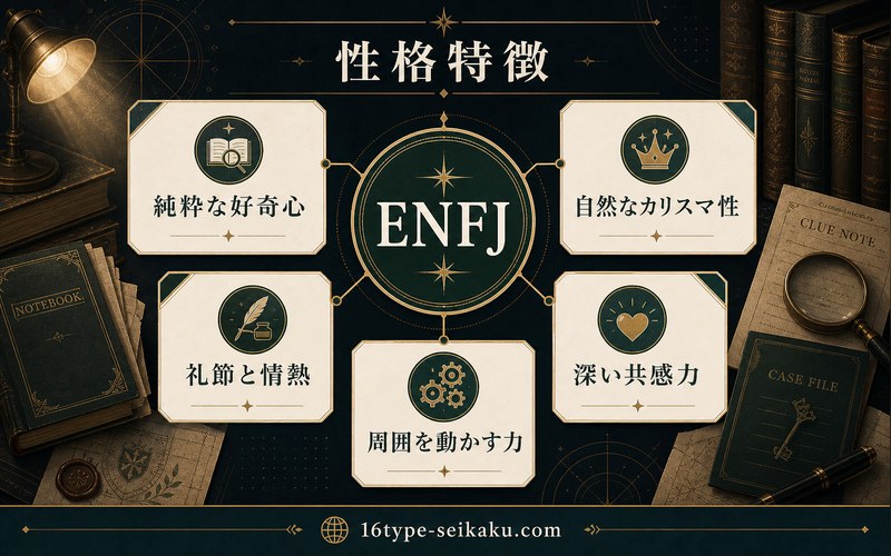 千反田えるの性格特徴をENFJ視点で整理した要約画像