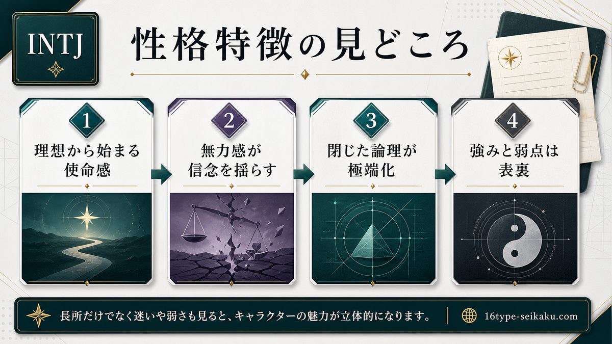 夏油傑の性格特徴をまとめたMBTIキャラ診断インフォグラフィック