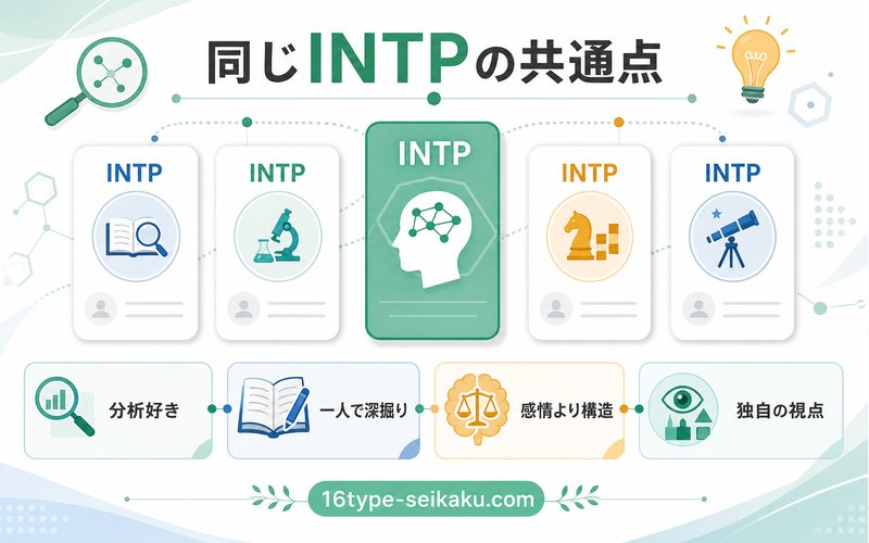 同じINTPタイプのアニメキャラクターの共通点をまとめたインフォグラフィック