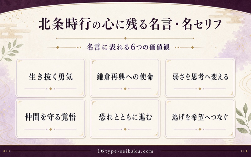北条時行の名言に表れる6つの価値観を直接引用せず整理したImage2図解