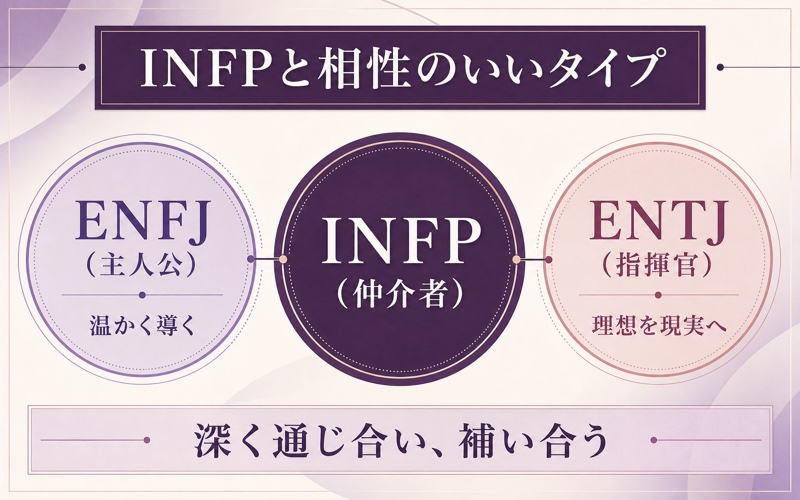 INFPと相性のいいENFJ・ENTJの関係をまとめた図