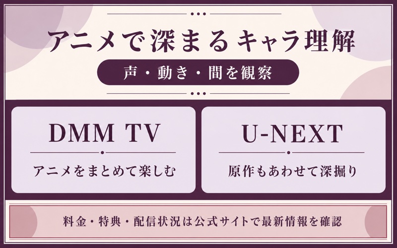 アニメでキャラクター理解を深めるDMM TVとU-NEXTの視聴ポイント