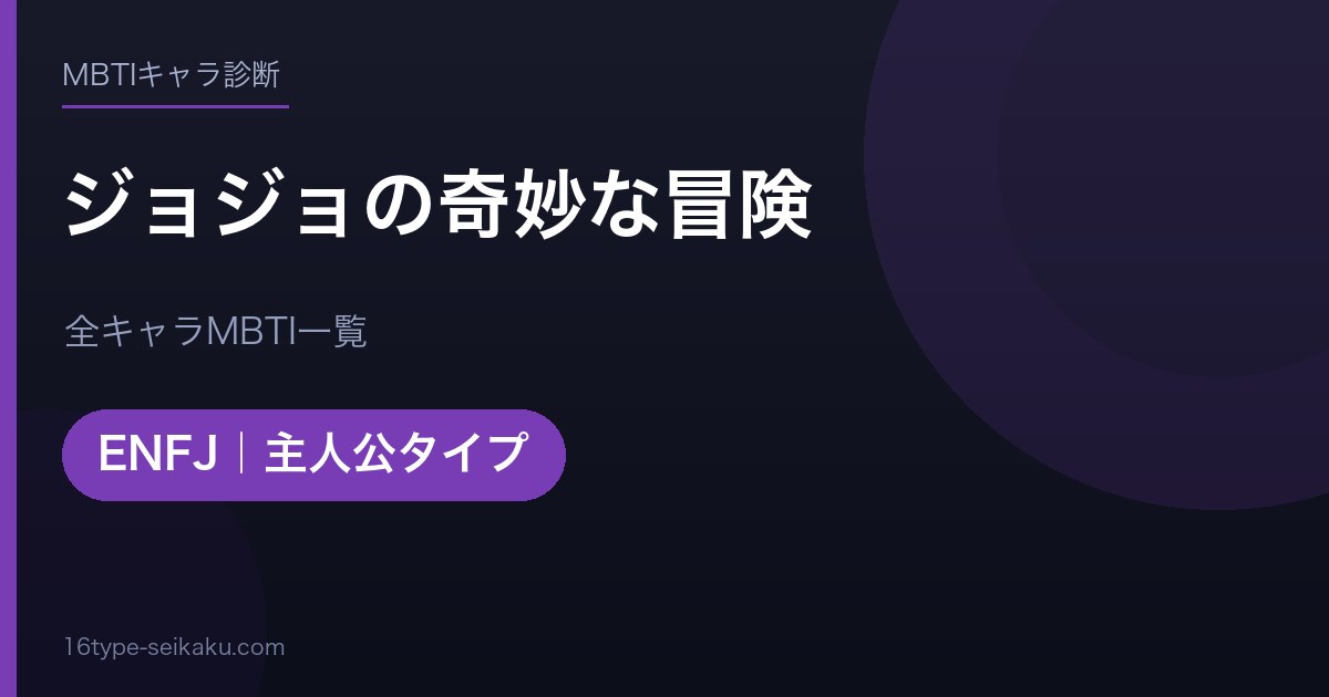 【MBTI】ジョジョの奇妙な冒険全キャラの性格タイプ一覧！登場人物23人の診断まとめ