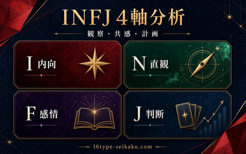 ジョーカー（雨宮蓮）がINFJタイプである理由を4軸で整理した要約画像
