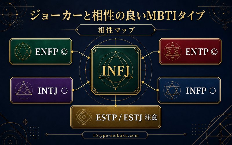 ジョーカーと相性の良いMBTIタイプを整理した要約画像