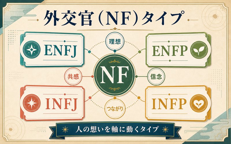 キングダムの外交官NFタイプのキャラをまとめたMBTI分類図