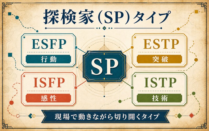 キングダムの探検家SPタイプのキャラをまとめたMBTI分類図