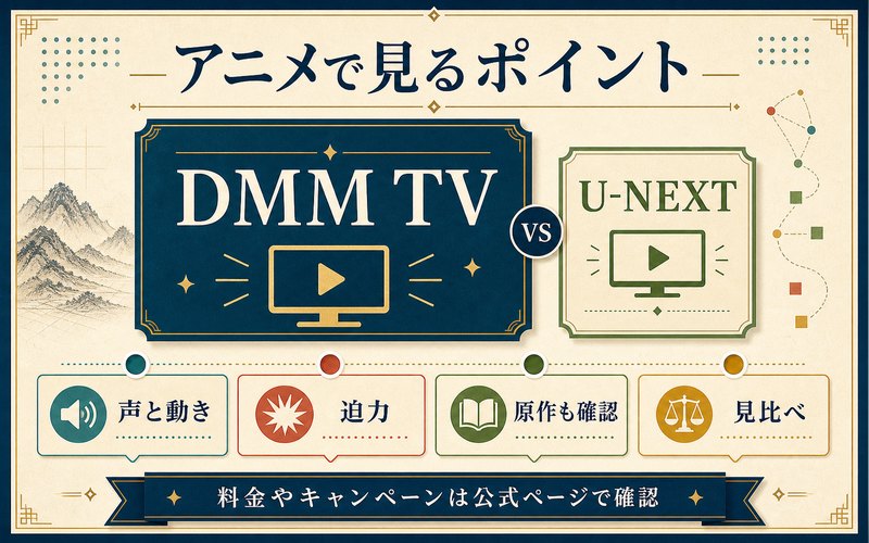 キングダムのアニメ視聴ポイントをまとめたDMM TV案内図