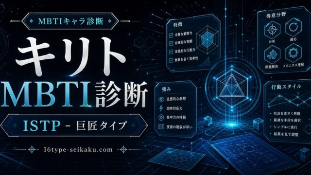 キリトのMBTI診断 ISTP巨匠タイプのアイキャッチ画像