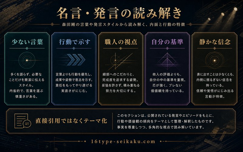 森田剛の名言や発言から見えるISTPらしさを整理した要約画像