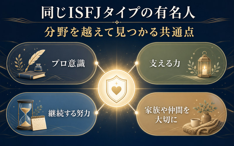 同じISFJタイプの有名人に共通するプロ意識・支える力・継続する努力・家族や仲間を大切にする姿勢の画像