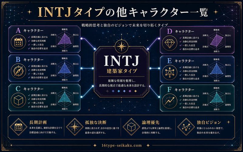 INTJタイプの他キャラクター一覧を整理した要約画像
