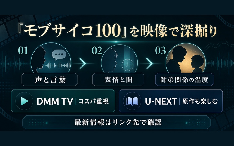 モブサイコ100をアニメで見る利点と動画サービスの選び方を整理したImage2要約画像