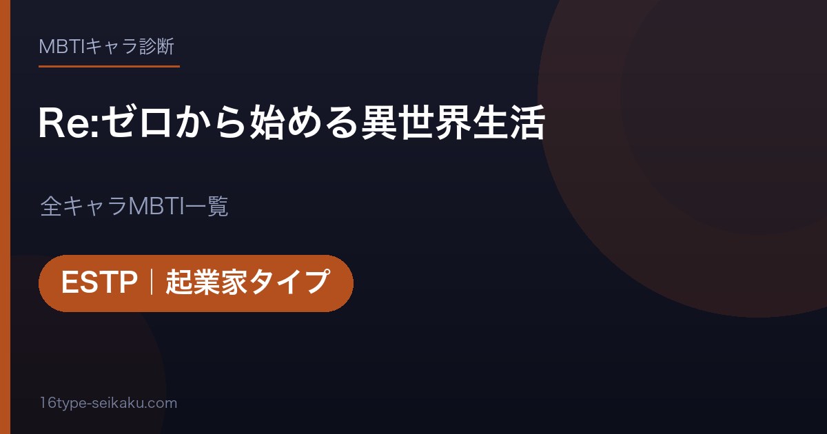【MBTI】Re:ゼロから始める異世界生活全キャラの性格タイプ一覧！登場人物23人の診断まとめ