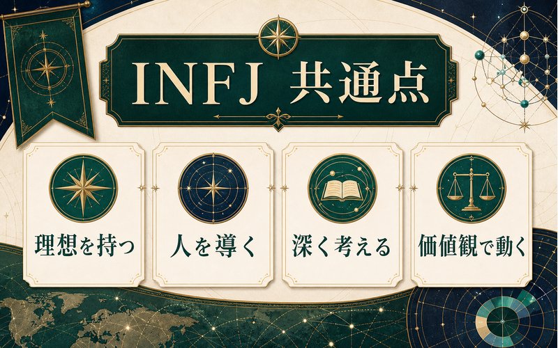 INFJタイプの他キャラクターとの共通点を示すImage2要約画像