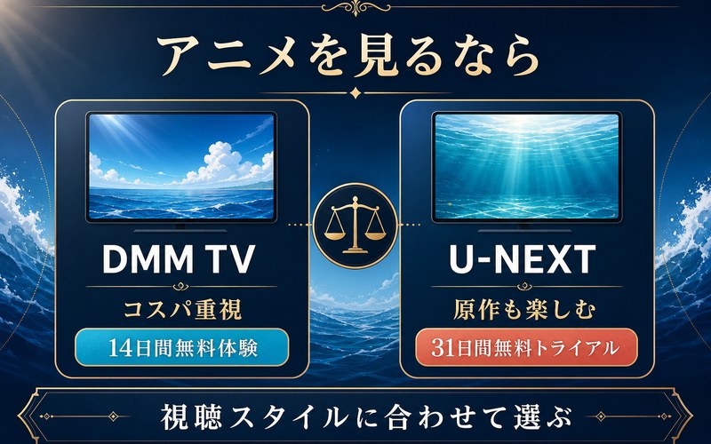 ワンピースのアニメ視聴でDMM TVとU-NEXTの無料体験や選び方を比較した画像