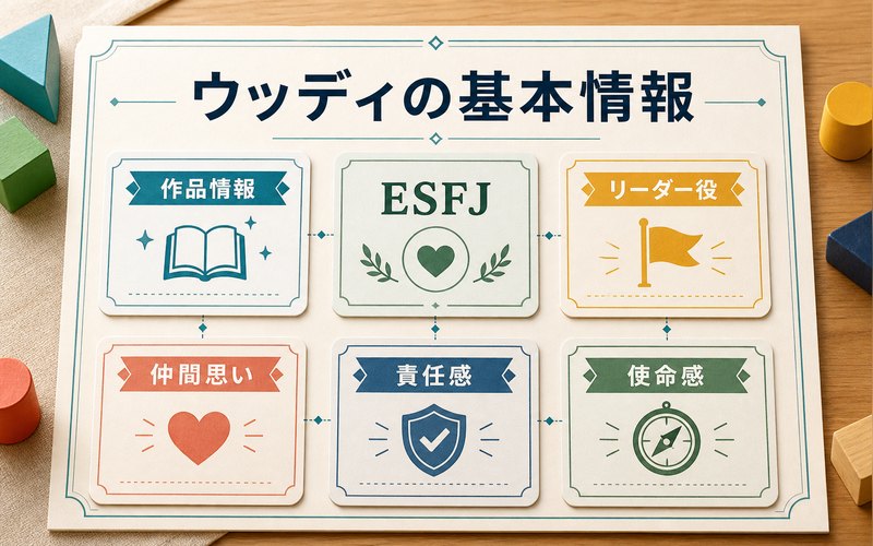 ウッディの基本情報をまとめたESFJプロフィール図