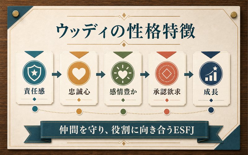 ウッディの性格特徴をまとめたESFJ要約図