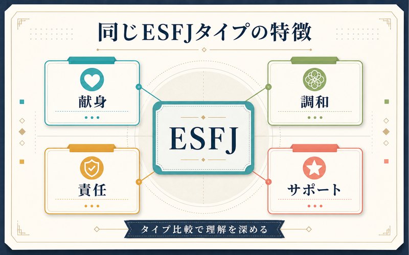 ESFJタイプの他キャラクターに共通する特徴の比較図