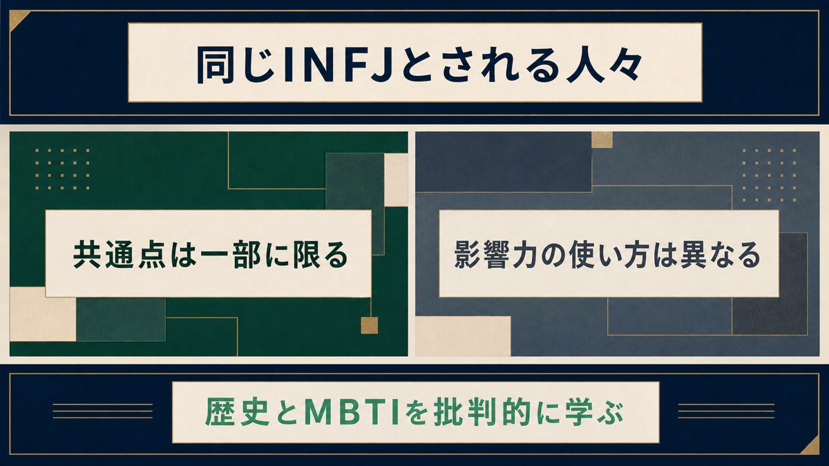 同じINFJとされる人々でも共通点と影響力の使い方が異なることを示す画像