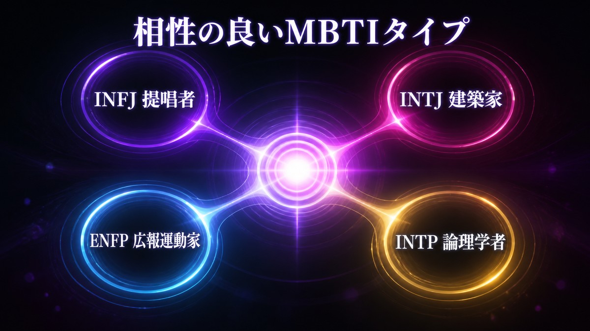ダーク・シュナイダーと相性の良いMBTIタイプをINFJ・INTJ・ENFP・INTPで整理した画像