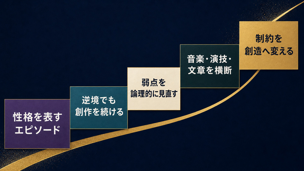 星野源の創作、自己分析、表現領域、制約への姿勢を整理した画像