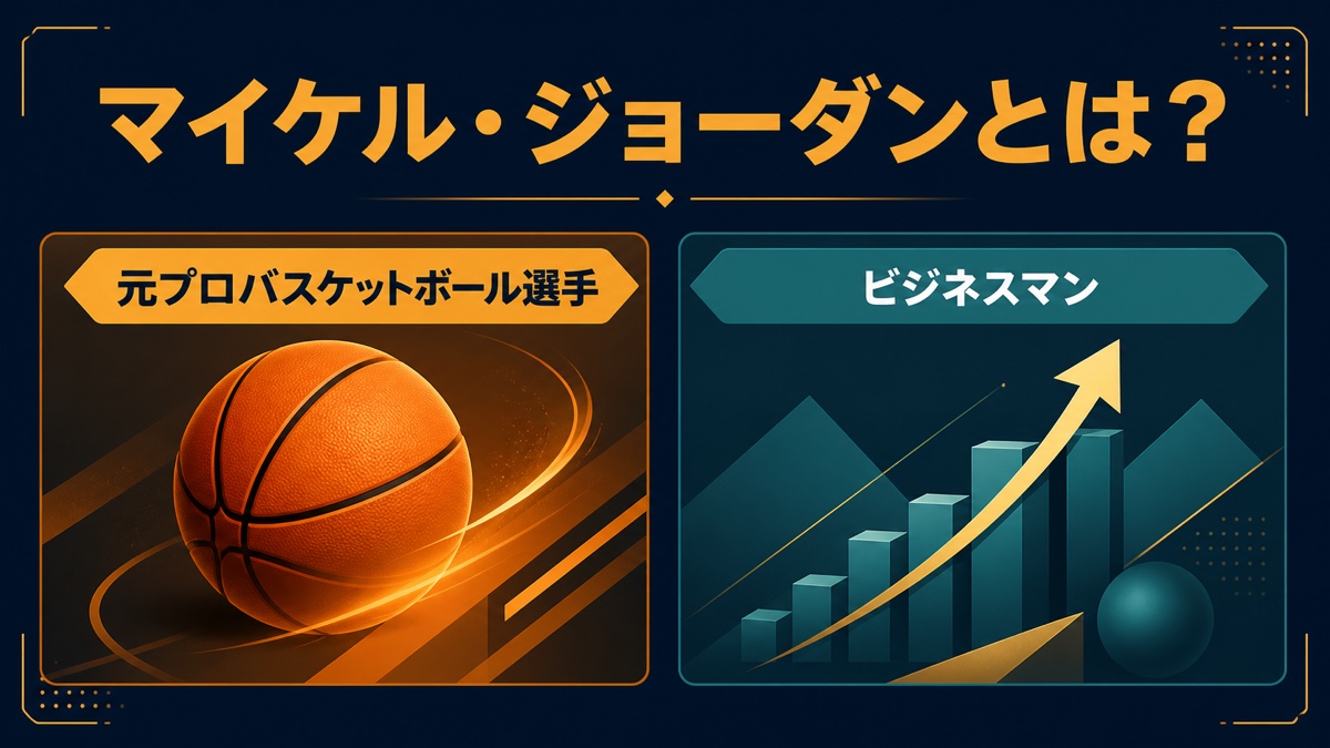 マイケル・ジョーダンを元プロバスケットボール選手、ビジネスマンとして紹介する画像