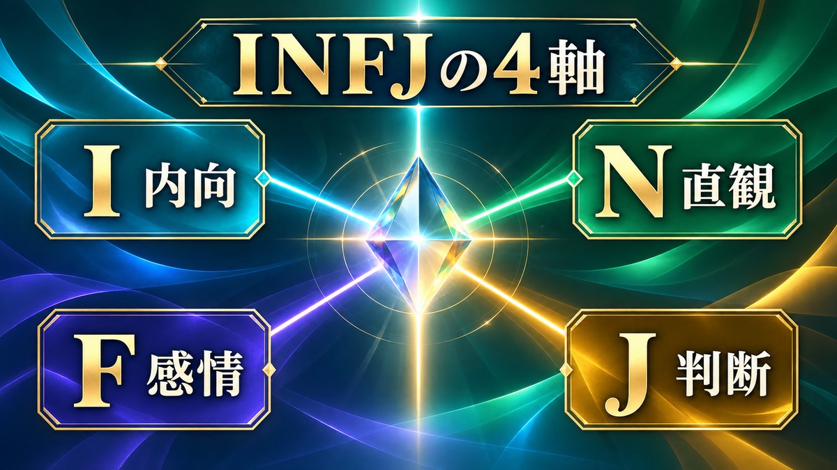 妖狐蔵馬のINFJ傾向をI内向・N直観・F感情・J判断の4軸で整理した画像