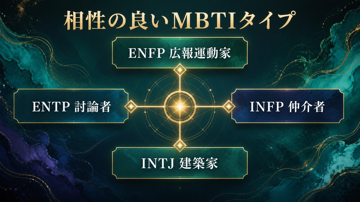 妖狐蔵馬と相性の良いMBTIタイプをENFP・ENTP・INFP・INTJで整理した画像