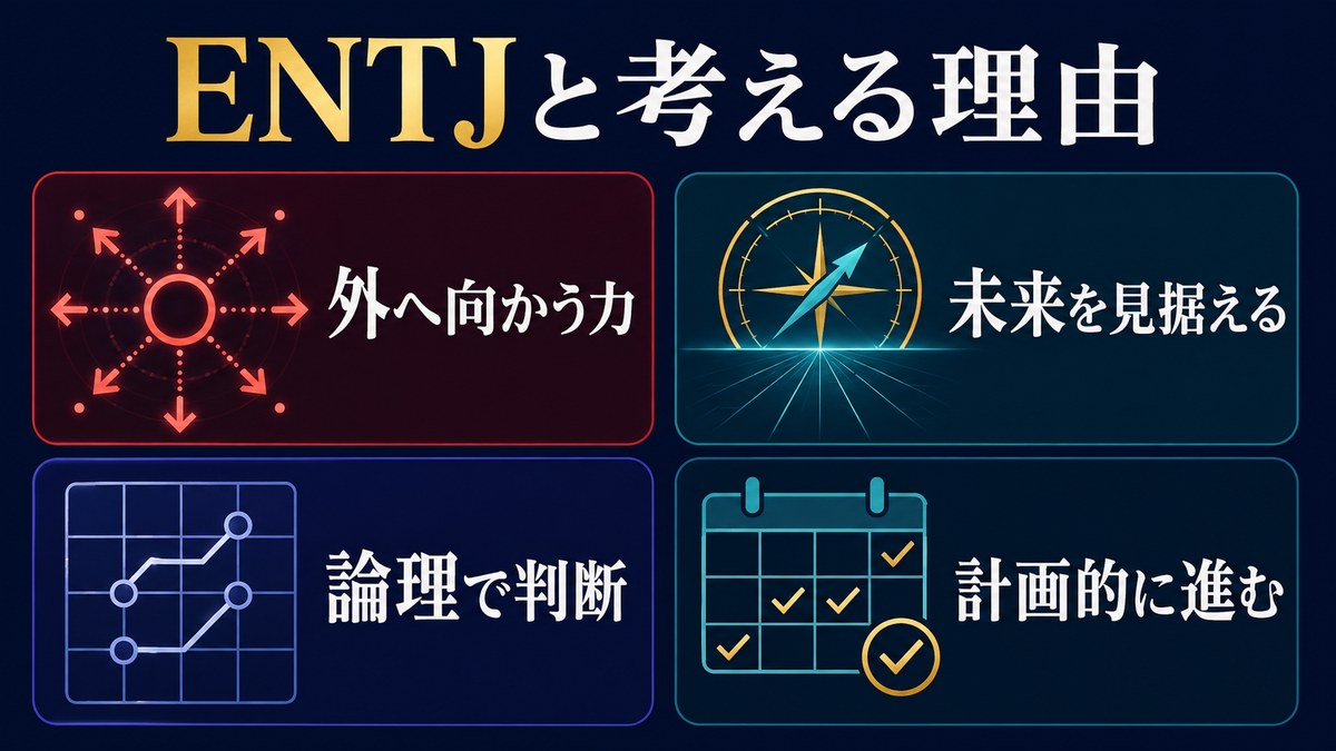 バーダックをENTJと考える理由を外向・未来・論理・計画で示す画像