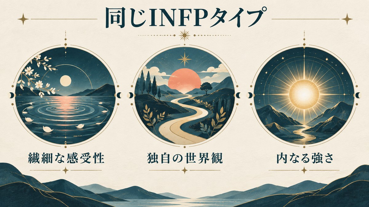 INFP(仲介者)タイプの他の人物・キャラクターを要点で整理したImage2図解